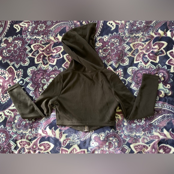 Cider NWT Solid Zip Up Knitted Crop Hoodie - Picture 4 of 4